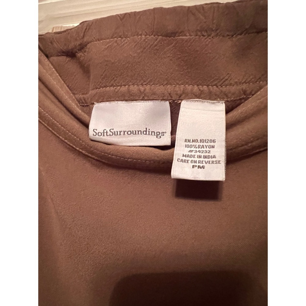 Soft Surroundings Greenish Tan Embroidered Maxi Skirt Side Button Petite Medium - Picture 7 of 7